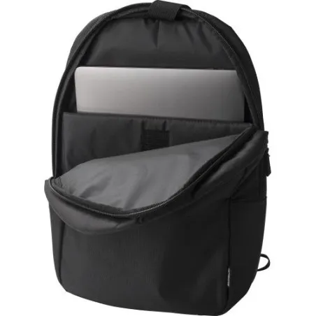 Sac à dos écologique porte-ordinateur en polyester rPET - Phineas Matières : PET Couleurs : noir impression haute définition