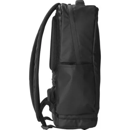 Sac à dos déperlant en polyester personnalisé Brecken Matières : acier inoxydable Couleurs : bleu marine impression haute défini