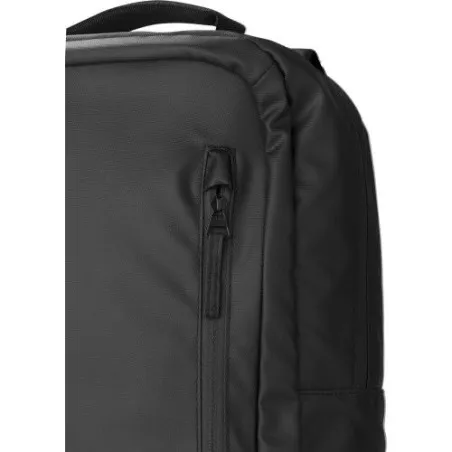 Sac à dos déperlant en polyester personnalisé Brecken Matières : acier inoxydable Couleurs : bleu marine marquage laser ultra pr