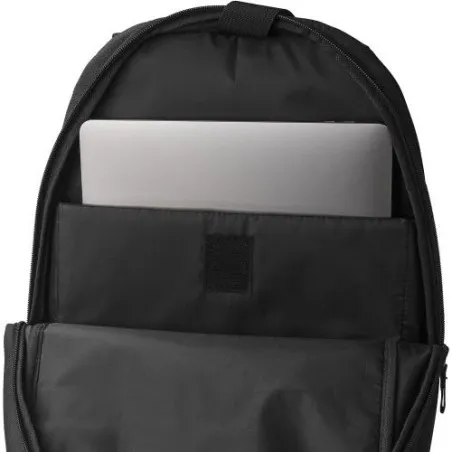 Sac à dos déperlant en polyester personnalisé Brecken Matières : acier inoxydable Couleurs : bleu marine objet promotionnel éco-