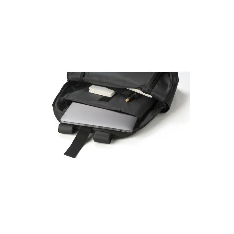 Sac à dos déperlant en polyester personnalisé Brecken Matières : acier inoxydable Couleurs : bleu marine cadeau collaborateur pr