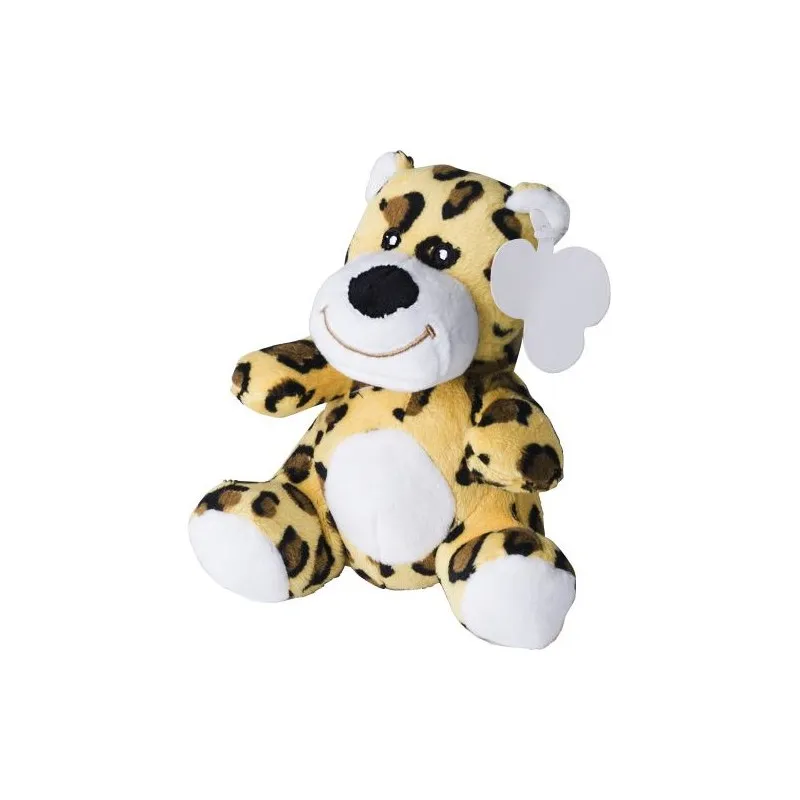 Peluche personnalisée en polyester écologique 'Léopard' - Lauren Couleurs : noir personnalisable avec votre logo