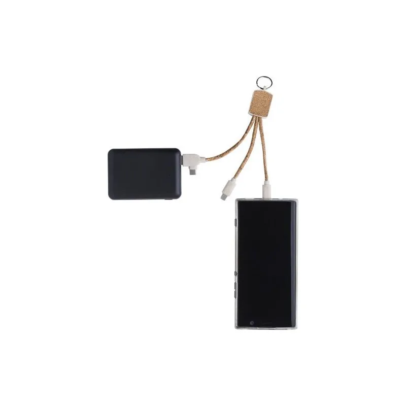 Câble de charge écologique en liège personnalisé - Landry Matières : PET Couleurs : bleu royal goodies publicitaire événementiel