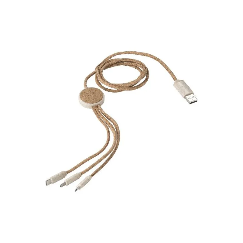 Câble écologique de charge en liège - Gemma Matières : PET Couleurs : noir personnalisable avec votre logo