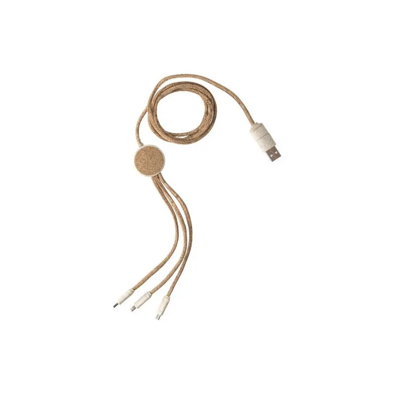 Câble écologique de charge en liège - Gemma Matières : PET Couleurs : noir cadeau entreprise pas cher