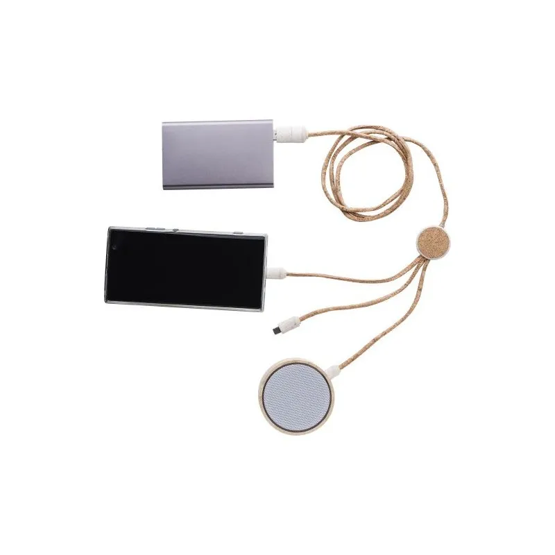 Câble écologique de charge en liège - Gemma Matières : PET Couleurs : noir goodies publicitaire événementiel