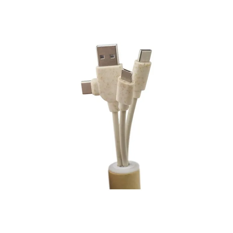 Câble de charge écologique en carton personnalisé Tyson Matières : PET Couleurs : rouge goodies publicitaire événementiel