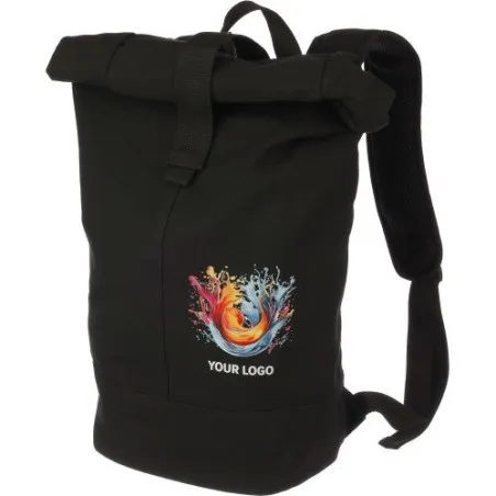 Sac à dos roll-top en polyester personnalisé pour vos loisirs Micah Matières : bois Couleurs : bois marquage laser ultra précis