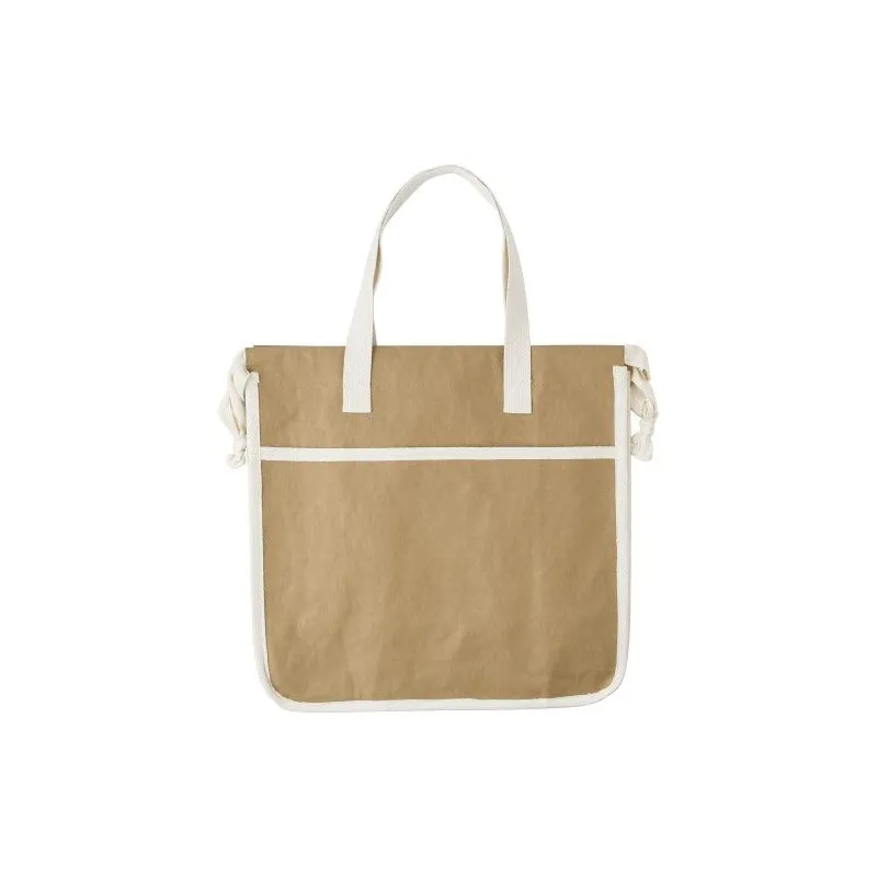 Sac shopping personnalisé en papier laminé écologique - Emery Matières : métal Couleurs : blanc personnalisable avec votre logo