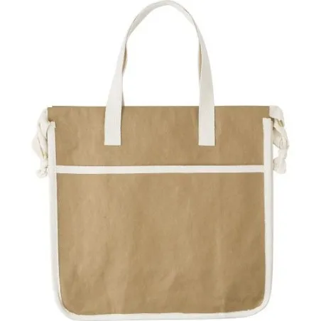 Sac shopping personnalisé en papier laminé écologique - Emery Matières : métal Couleurs : blanc personnalisable avec votre logo