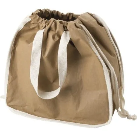 Sac shopping personnalisé en papier laminé écologique - Emery Matières : métal Couleurs : blanc cadeau entreprise pas cher