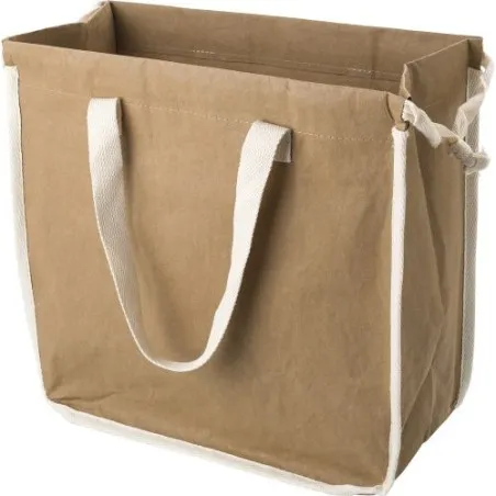 Sac shopping personnalisé en papier laminé écologique - Emery Matières : métal Couleurs : blanc goodies publicitaire événementie