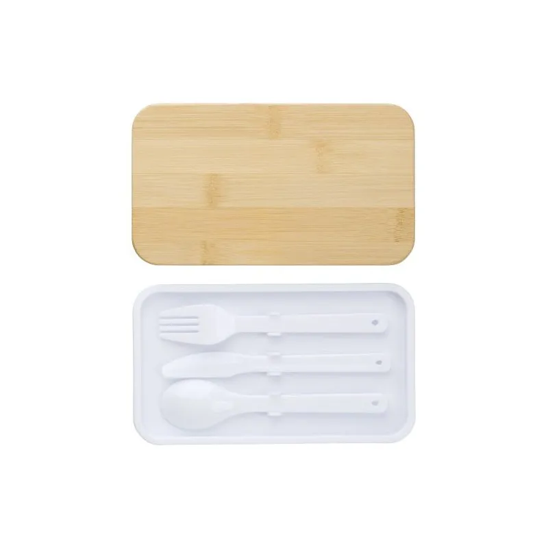 Lunch box écologique à double compartiment en PP - Maxton Matières : ABS Couleurs : blanc personnalisable avec votre logo