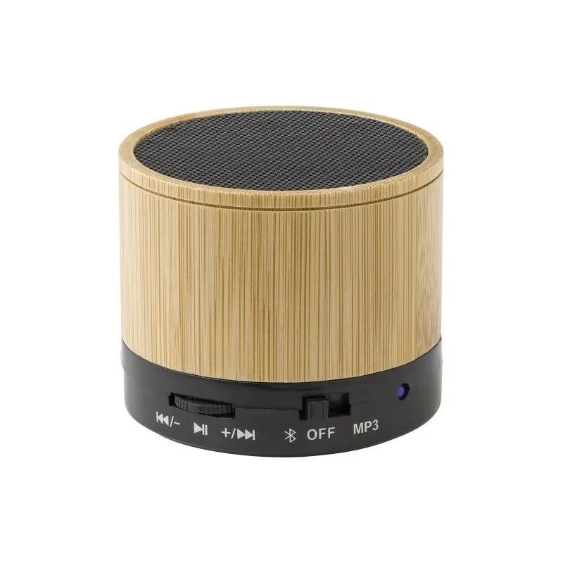 Enceinte sans fil écologique en bambou personnalisée - Rosalinda Matières : aluminium Couleurs : noir personnalisation rapide en