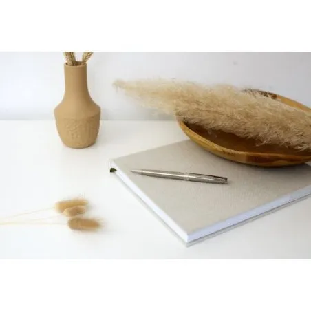 Stylo bille en acier inoxydable luxe Sonnet Matières : grès Couleurs : blanc marquage laser ultra précis