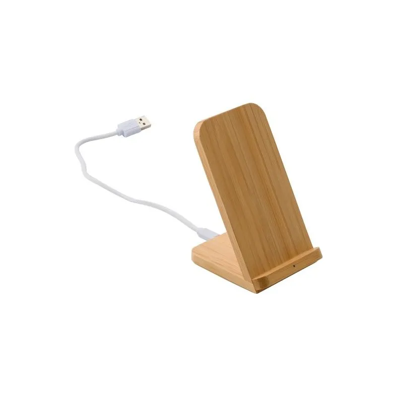 Chargeur à induction écologique en bambou - Personnalisé et pratique par Claudie Matières : grès Couleurs : orange cadeau entrep