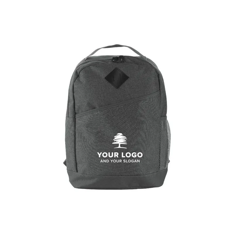 Sac à dos écologique personnalisé en polycanvas Damian Couleurs : argenté Matières : acier inoxydable recyclé impression haute d