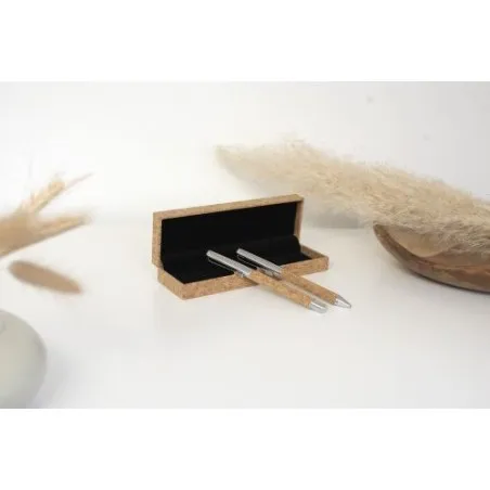 Parure de stylo bille et roller en liège Elmer