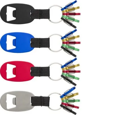 Porte-clés personnalisé en aluminium avec décapsuleur - Courtney Matières : aluminium Couleurs : doré marquage laser ultra préci