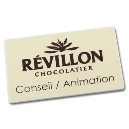 BADGE PLASTIQUE (PS) RECTANGLE 70x43 mm AVEC PINCE EPINGLE