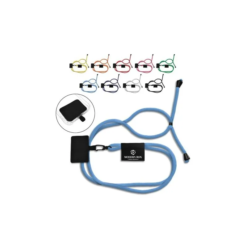 Cordon Lanyard Ajustable Écologique pour Téléphone - Personnalisé Matières : coton recyclé Couleurs : bleu