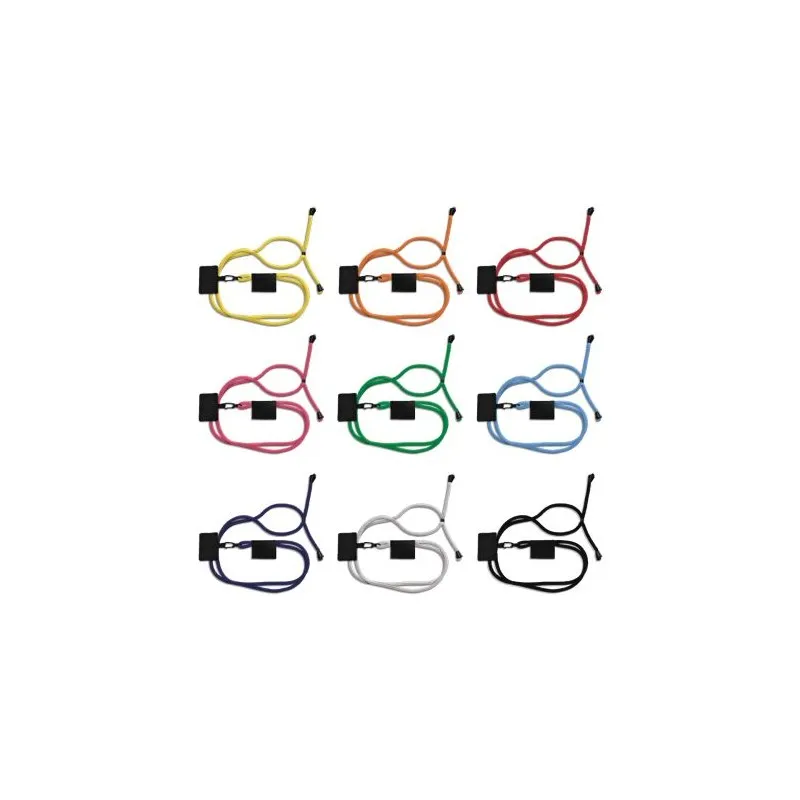 Cordon Lanyard Ajustable Écologique pour Téléphone - Personnalisé Matières : coton recyclé Couleurs : bleu personnalisable avec 