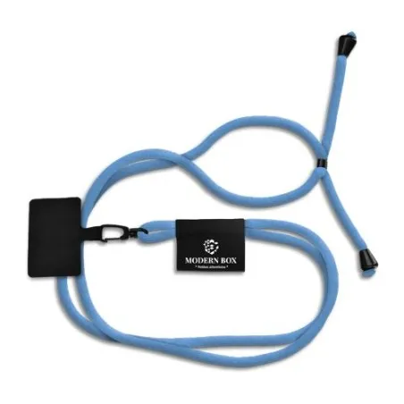 Cordon Lanyard Ajustable Écologique pour Téléphone - Personnalisé Matières : coton recyclé Couleurs : bleu cadeau entreprise pas