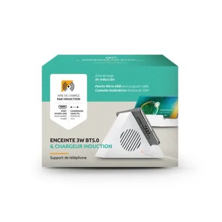 Enceinte Bluetooth 5.0 et Chargeur Induction Personnalisés - 3-en-1 Écologique Matières : coton recyclé Couleurs : rouge impress