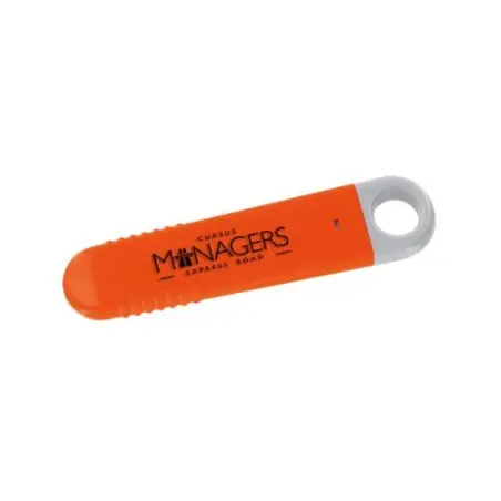 Cutter plastique sécurisé à lame autoretractable personnalisé Couleurs : blanc Matières : polyester recyclé cadeau collaborateur