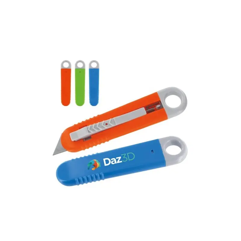 Cutter plastique sécurisé à lame autoretractable personnalisé Couleurs : rouge Matières : polyester recyclé cadeau entreprise pa
