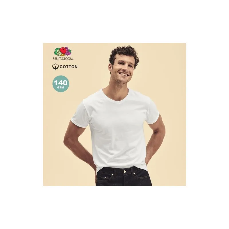 T-Shirt Blanc Personnalisé V-Neck pour Adultes Iconic Matières : PET recyclé Taille textile : XXL Couleurs : bleu marquage laser