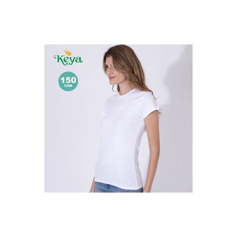 T-Shirt Femme Blanc Personnalisé WCS150 "keya" Matières : PET recyclé Taille textile : S Couleurs : noir personnalisation rapide
