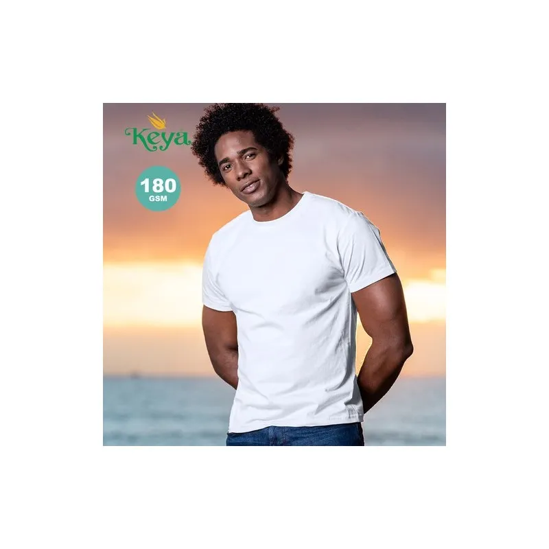 T-Shirt Adulte Blanc Personnalisé 100% Coton MC180 "keya" Matières : PET recyclé Taille textile : M Couleurs : noir personnalisa