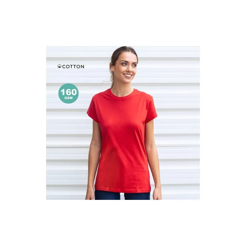 T-Shirt Femme Personnalisé 100% Coton Confort Optimal Seiyo Matières : coton Taille textile : L Couleurs : blanc accessoire évén