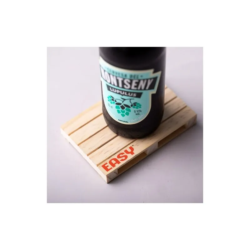 Sous-Verre Éco-Responsable Personnalisé en Bois Naturel - Palet Matières : polyester Couleurs : fuchsia goodies publicitaire évé