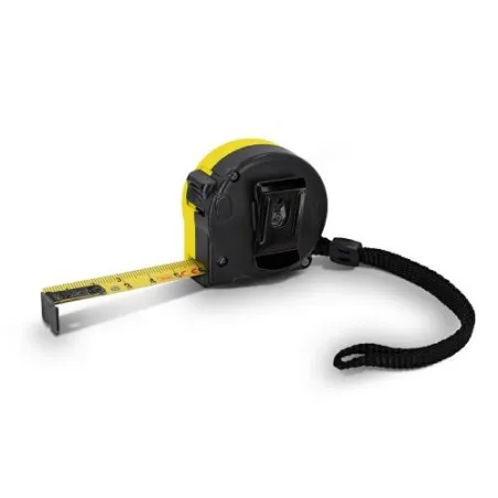 Mètre Ruban Jaune Pratique 5 m x 19 mm en Coque Plastique - Outil Publicitaire Personnalisé Couleurs : rouge impression logo hau