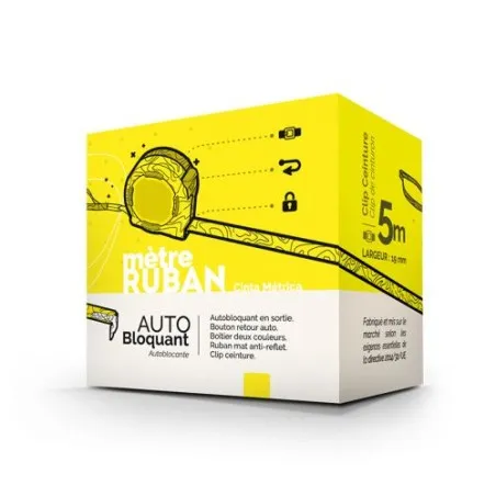 Mètre Ruban Jaune Pratique 5 m x 19 mm en Coque Plastique - Outil Publicitaire Personnalisé Couleurs : rouge goodies personnalis