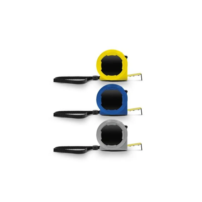 Mètre Ruban Jaune Pratique 5 m x 19 mm en Coque Plastique - Outil Publicitaire Personnalisé Couleurs : jaune impression haute dé