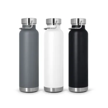 Gourde isotherme double-paroi en inox 65 cl personnalisable Matières : PVC Couleurs : fuchsia translucide marquage laser ultra p