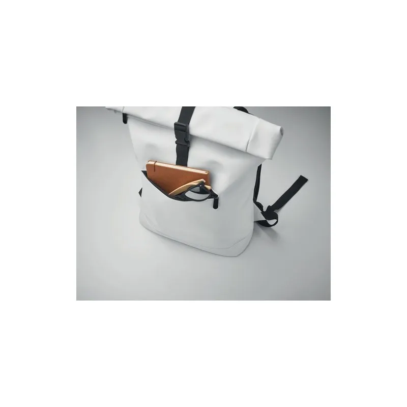 Sac à dos enroulable écologique en PU - BAI ROLL Matières : PET Taille textile : XXS Couleurs : blanc accessoire événementiel un