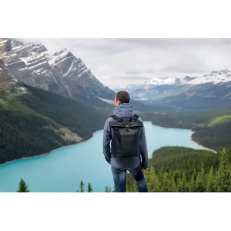 Sac à dos enroulable écologique en PU - BAI ROLL Matières : PET Taille textile : XXL Couleurs : orange fluo goodies entreprise d