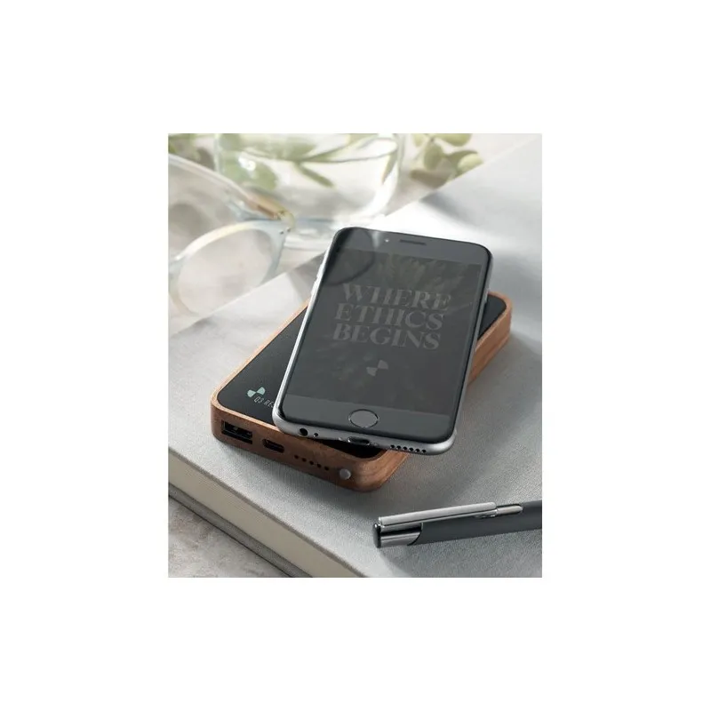 Powerbank sans fil écologique 4000 mAh à charge rapide - ACAPOW Matières : PET Taille textile : XL Couleurs : vert armée impress