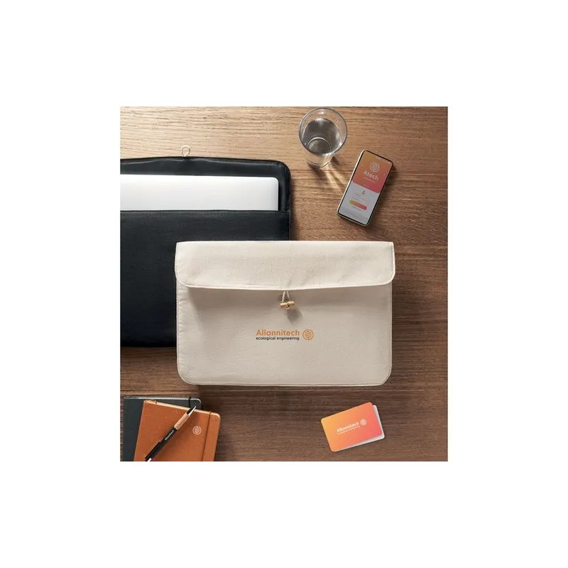 Pochette personnalisée en coton pour ordinateur 15 pouces - COTIN Matières : PET Taille textile : M Couleurs : orange fluo objet