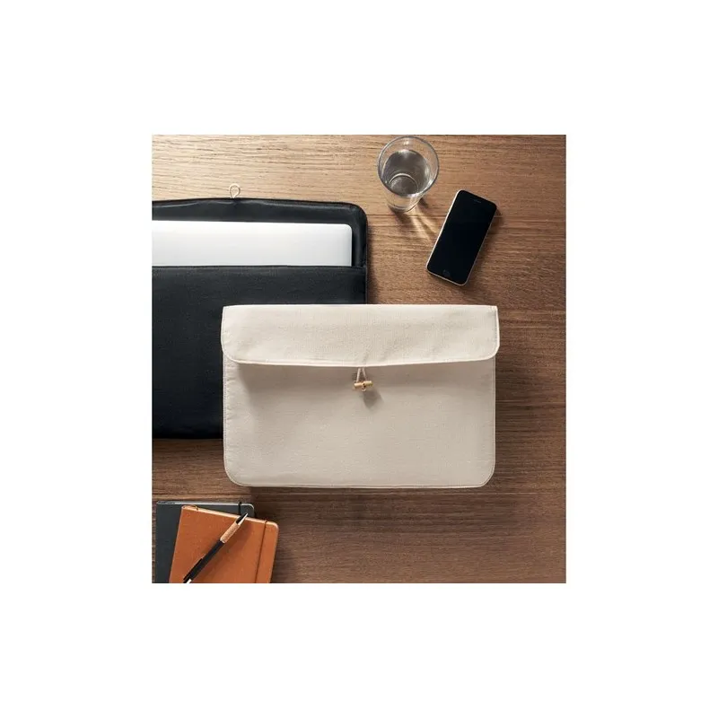 Pochette personnalisée en coton pour ordinateur 15 pouces - COTIN Matières : PET Taille textile : M Couleurs : orange fluo cadea