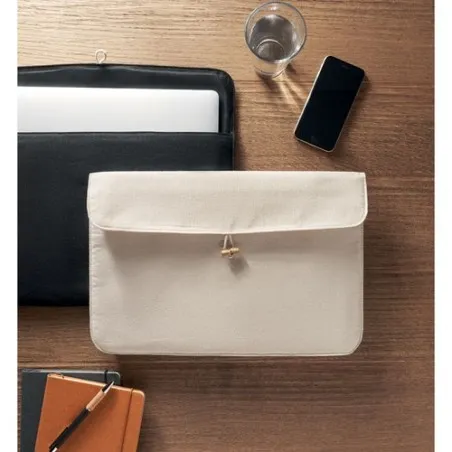 Pochette personnalisée en coton pour ordinateur 15 pouces - COTIN Matières : PET Taille textile : M Couleurs : orange fluo cadea