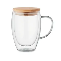Mug personnalisé en verre double paroi 350ml - TIROL Matières : coton Taille textile : XL Couleurs : gris chiné