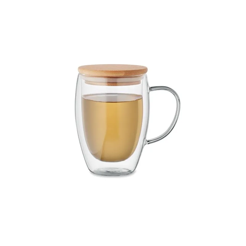 Mug personnalisé en verre double paroi 350ml - TIROL Matières : coton Taille textile : XL Couleurs : gris chiné cadeau entrepris