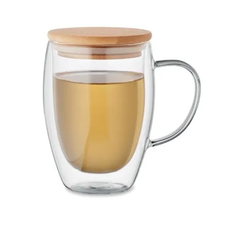 Mug personnalisé en verre double paroi 350ml - TIROL Matières : coton Taille textile : XL Couleurs : gris chiné cadeau entrepris