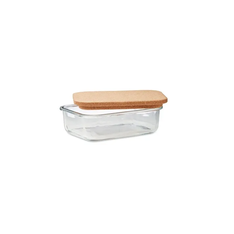 Lunchbox écologique en verre et liège personnalisée - CANOA Matières : coton Taille textile : L Couleurs : lie de vin chiné pers