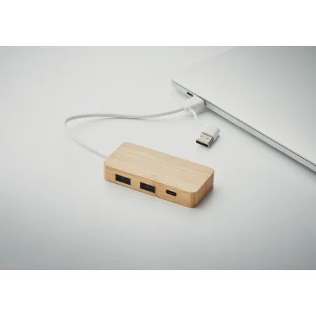 Hub USB 3 Ports Écologique en Bambou Personnalisé - HUBBAM Matières : coton Taille textile : S Couleurs : french navy livraison 